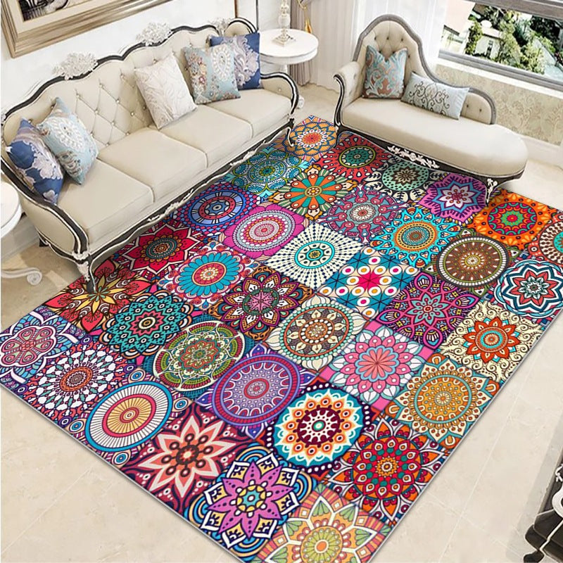 Moroccan Florentine Tile Indoor Rug Polyester Carpet Stain Resistant Area Carpet for Home Decoration