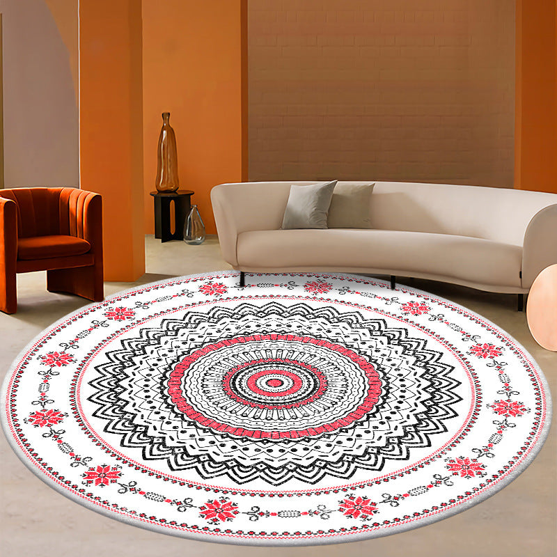 Tapis de fleur en polyester rétro blanc tapis de support sans glissement pour décoration domestique