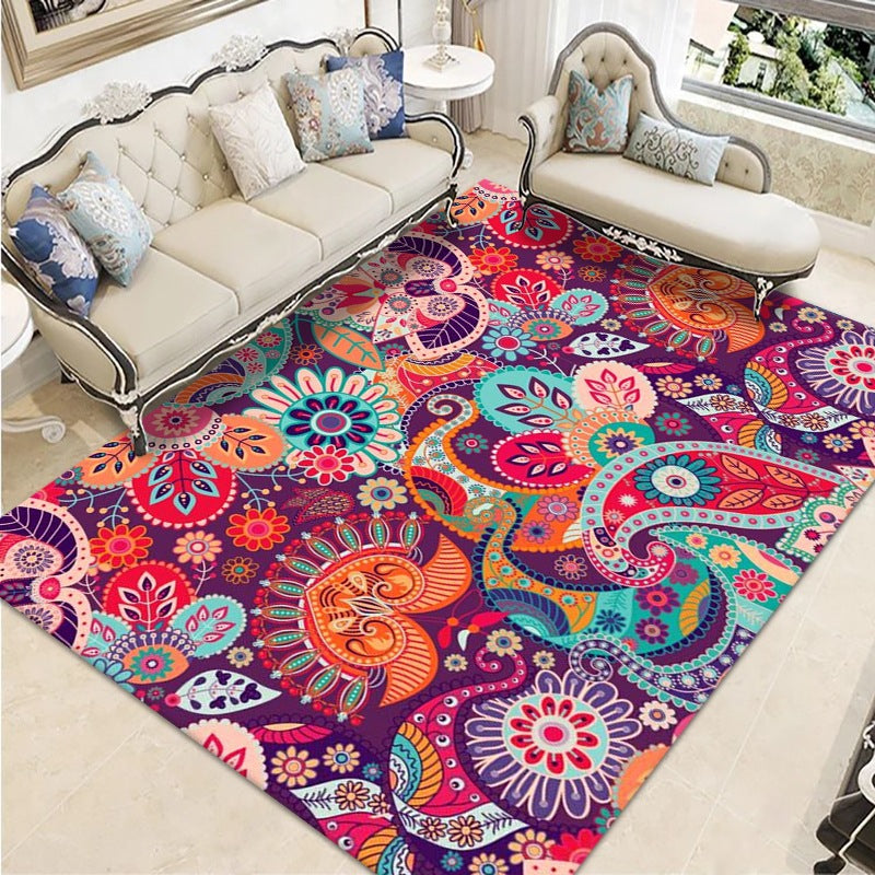 Rose Red Olden Carpet Polyester Graphic Carpet Stain Resistant Carpet for Home Decoration