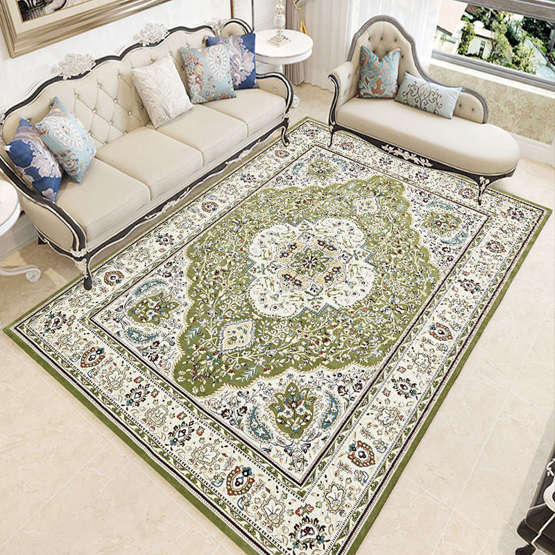 Olden Medallion Pattern Carpet Polyester Area Rug Stain Resistant Indoor Carpet for Living Room