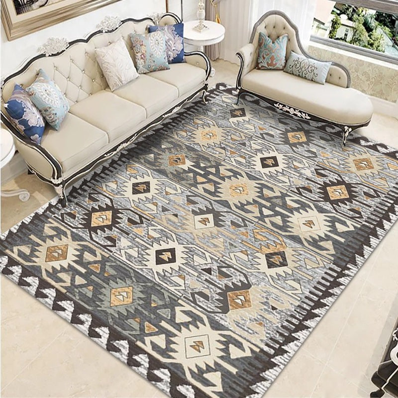 Brown Moroccan Rug Polyester Graphic Indoor Rug Washable Area Rug for Living Room