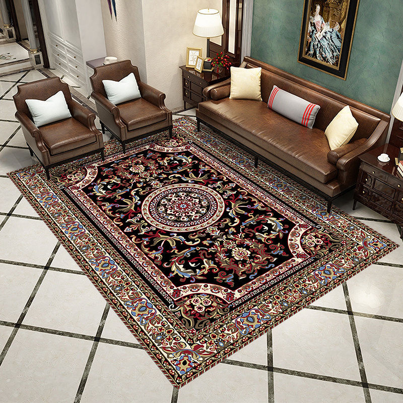 Victoria Medallion Design Rug Polyester Area Tapis Tapis sans glissement Rapier intérieur pour décoration pour la maison