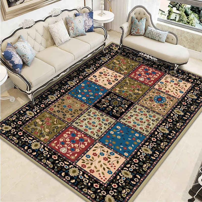 Purple Traditional Rug Polyester Graphic Rug Non-Slip Backing Rug for Living Room