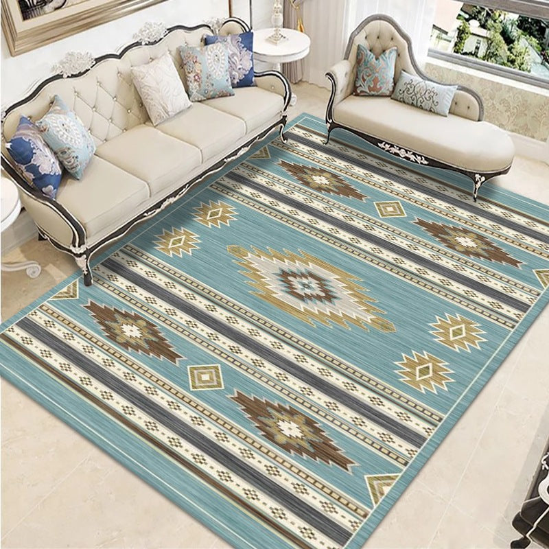 Purple Traditional Rug Polyester Graphic Rug Non-Slip Backing Rug for Living Room