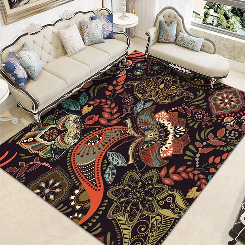 Purple Traditional Rug Polyester Graphic Rug Non-Slip Backing Rug for Living Room