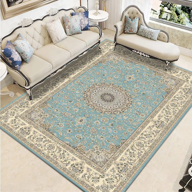 Moroccan Medallion Print Indoor Rug Polyester Carpet Stain Resistant Area Rug for Home Decoration