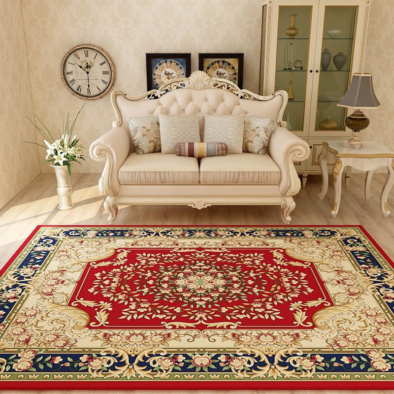 Traditional Medallion Print Carpet Polyester Rug Stain Resistant Indoor Carpet for Living Room