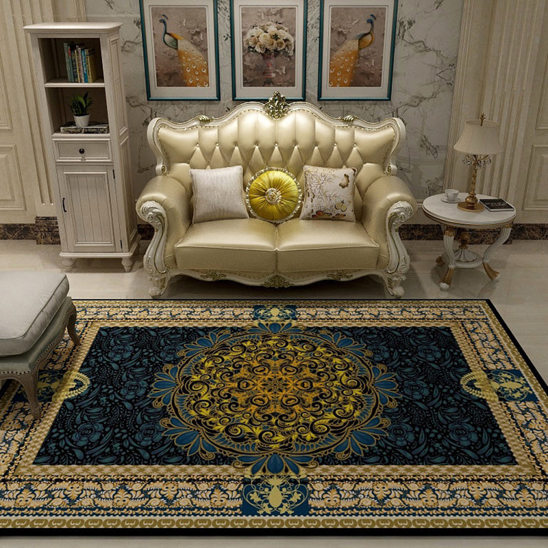 Traditional Medallion Print Carpet Polyester Rug Stain Resistant Indoor Carpet for Living Room