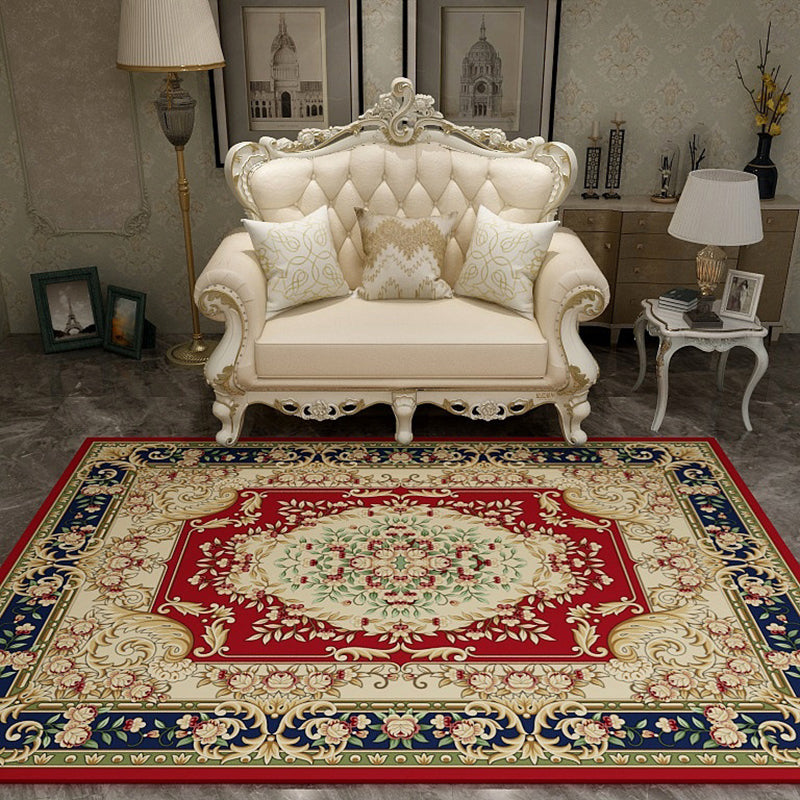 Traditional Medallion Print Carpet Polyester Rug Stain Resistant Indoor Carpet for Living Room