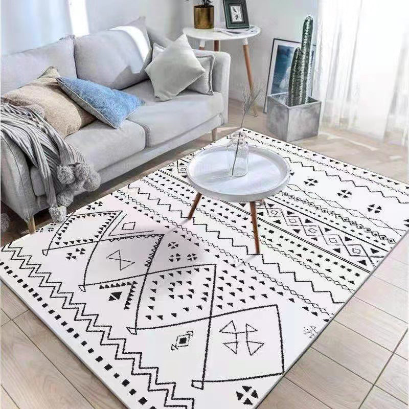 Moroccan Southwestern Print Rug Polyester Carpet Non-Slip Backing Area Rug for Living Room