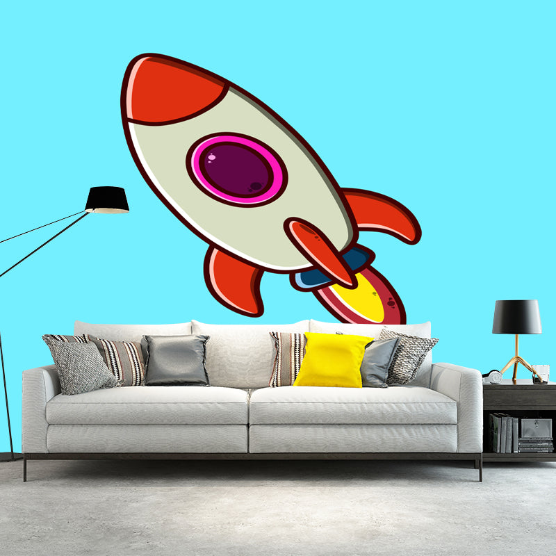 Modern Universe Spaceship Wall Mural for Children's Bedroom, Personalized Size Available