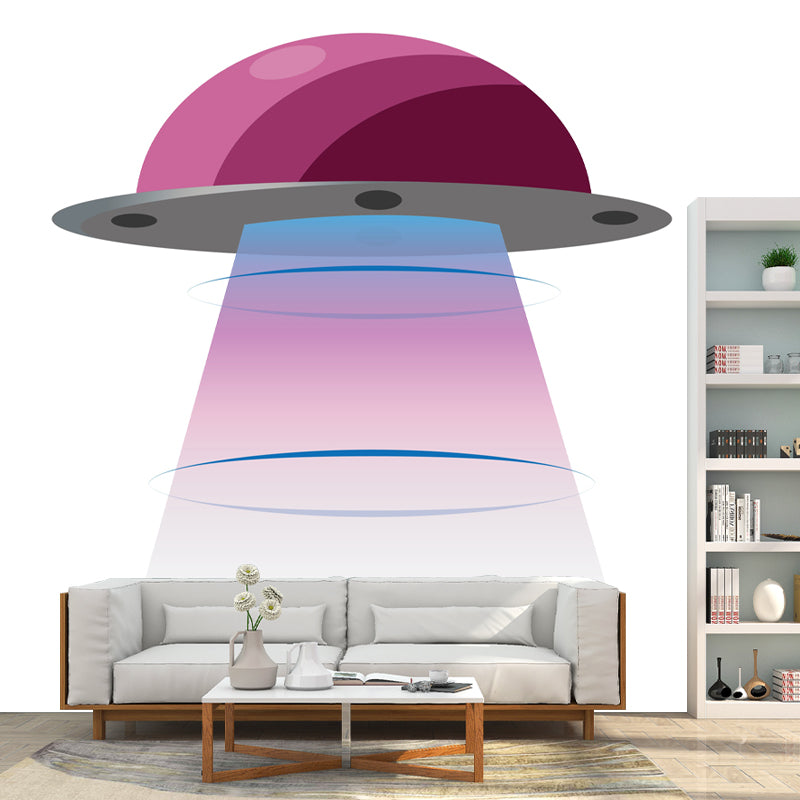 Modern Universe Spaceship Wall Mural for Children's Bedroom, Personalized Size Available