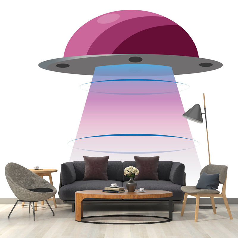 Modern Universe Spaceship Wall Mural for Children's Bedroom, Personalized Size Available