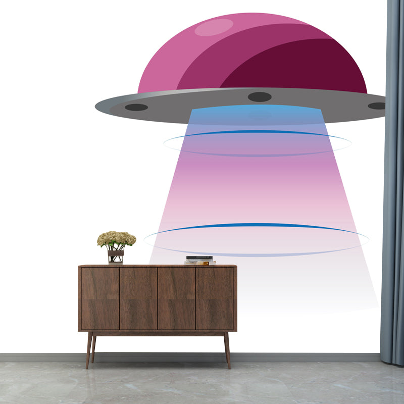 Modern Universe Spaceship Wall Mural for Children's Bedroom, Personalized Size Available