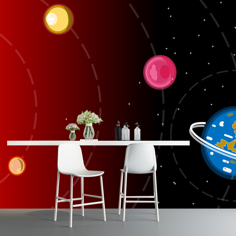 Cosmic Illustration Mural Decal Eco-friendly Wallpaper for Children's Bedroom