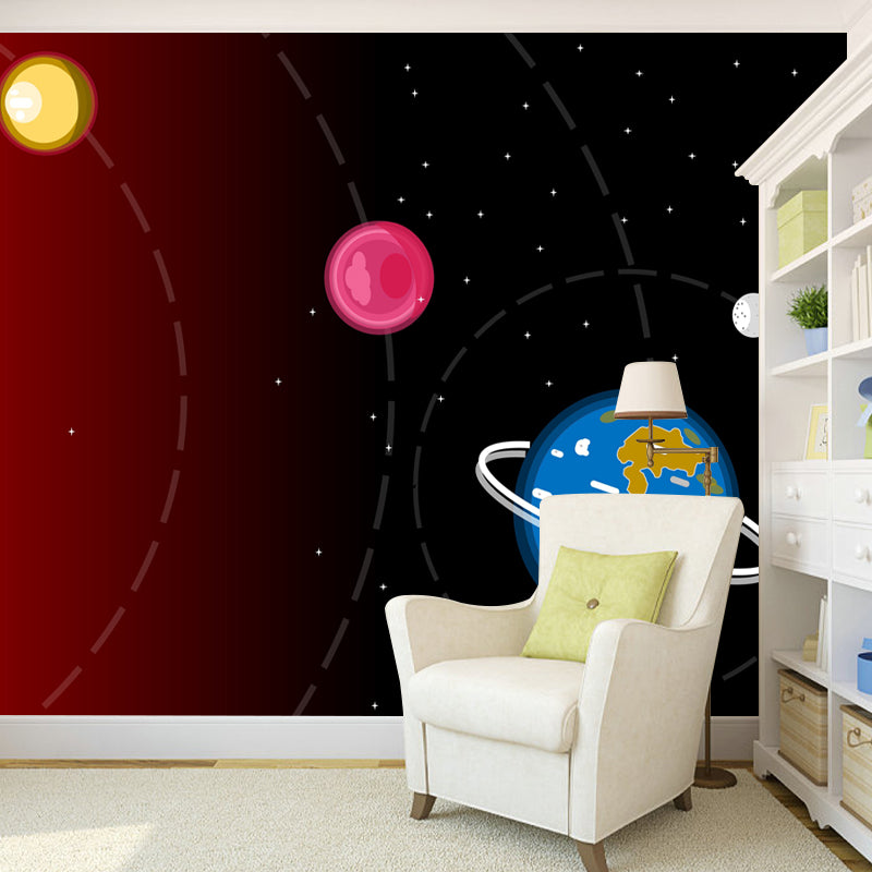 Cosmic Illustration Mural Decal Eco-friendly Wallpaper for Children's Bedroom