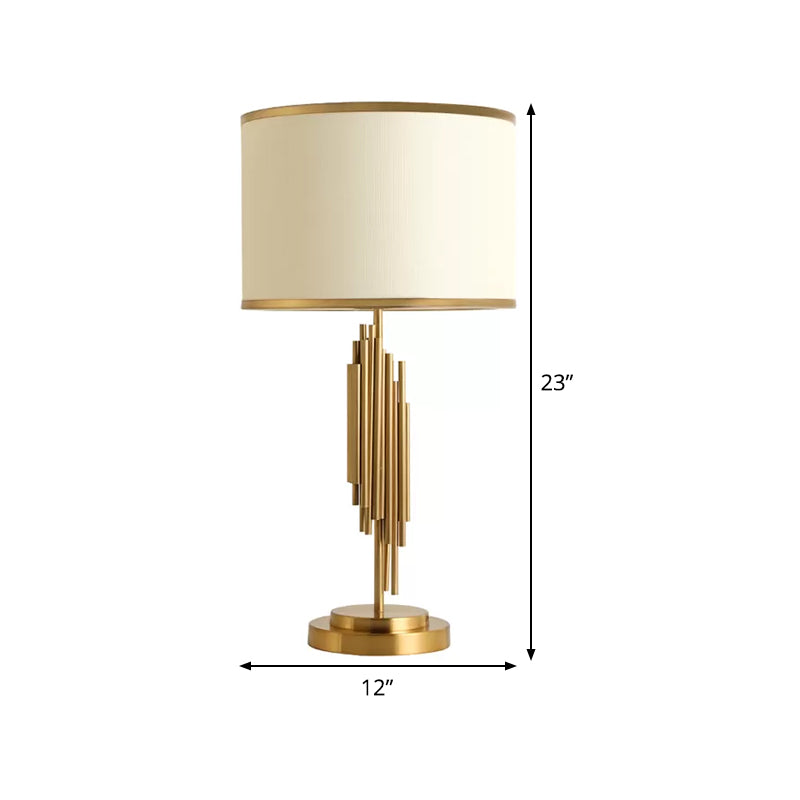 Barrel Task Lighting Contemporary Fabric 12"/14" Wide 1 Bulb Gold Small Desk Lamp for Bedside