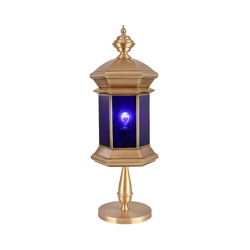 1 Light Lantern Night Table Light Arabian Brass Metal Nightstand Lamp for Bedroom