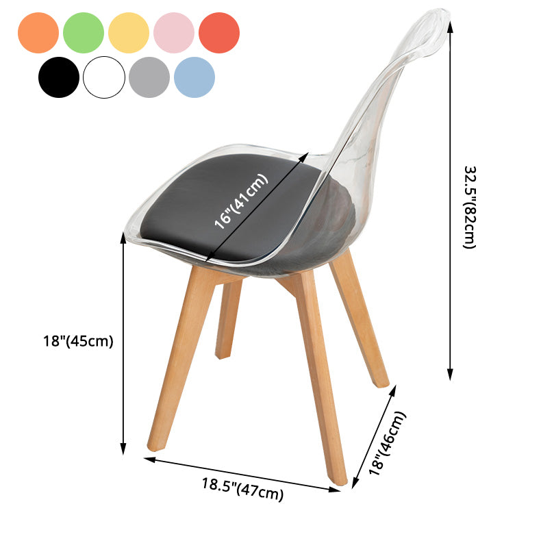 Sedia laterale in plastica per interni in stile moderno set di sedie da pranzo in pila trasparente