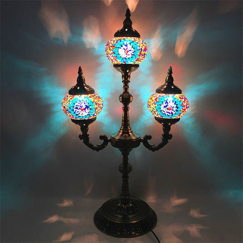 3 luces Trident Night Light Beige/Orange/Blue Multicolor Glass para cama