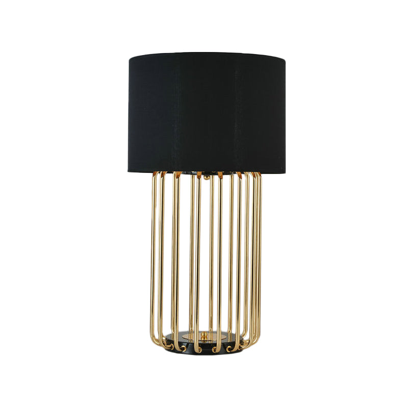 Lampe à teinte à face droite Tabillard moderniste tissu 1 ampoule Black Desk Light pour étudier