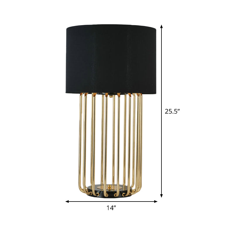 Lampe à teinte à face droite Tabillard moderniste tissu 1 ampoule Black Desk Light pour étudier