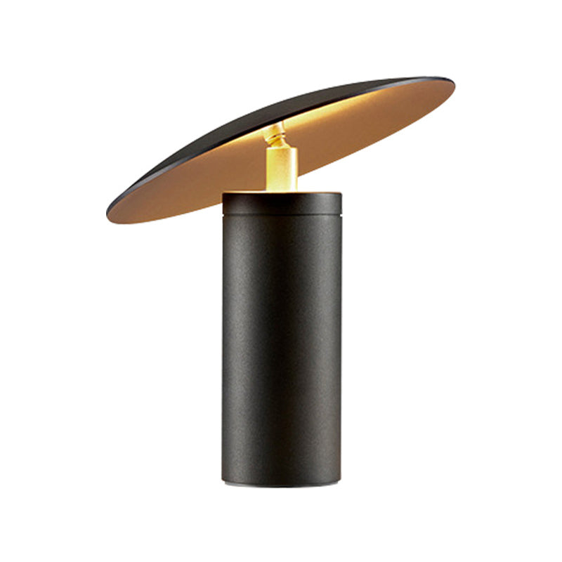 Contemporain 1 Bulbe Nightstand Lamp Black Saucer Lire Livre Light With Metal Shade