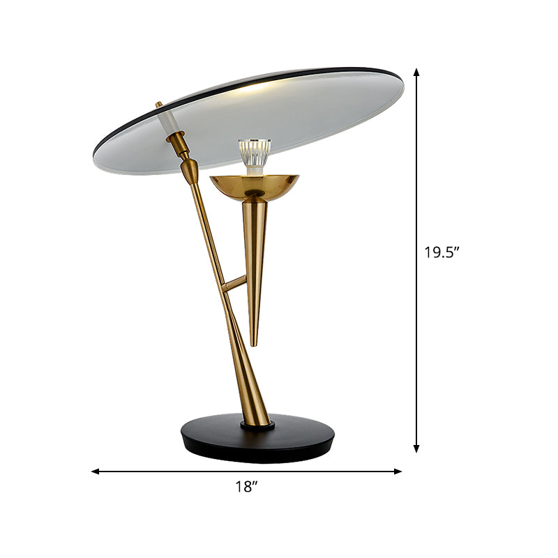 Metal Saucer Task Lighting Contemporary 1 Bulb Night Table Lamp in Black and Gold