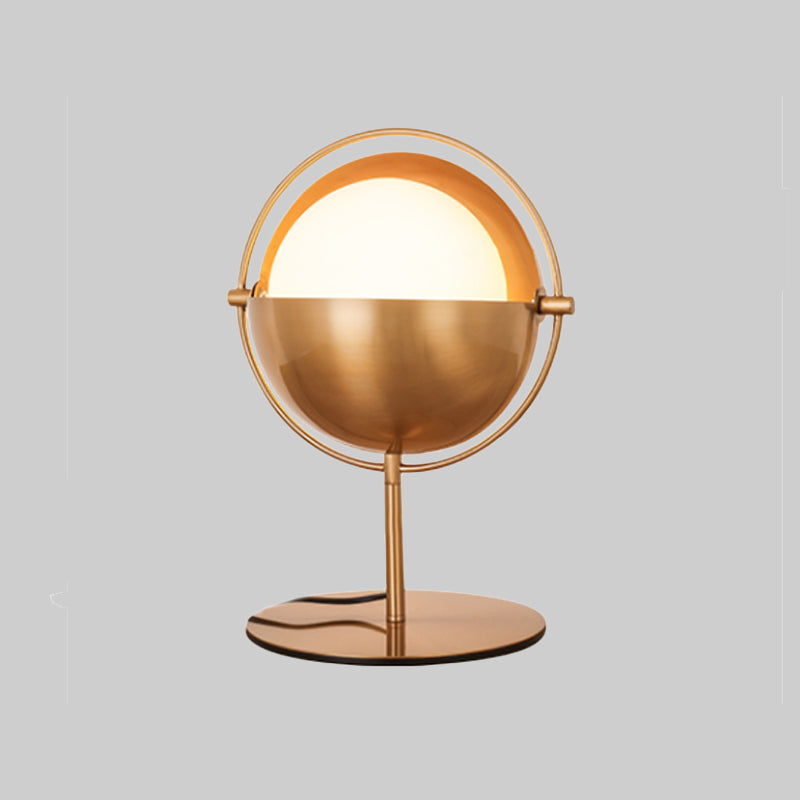 Global Metal Table Light Modern 1 Bulb Gold Nightstand Lamp with White Glass Shade