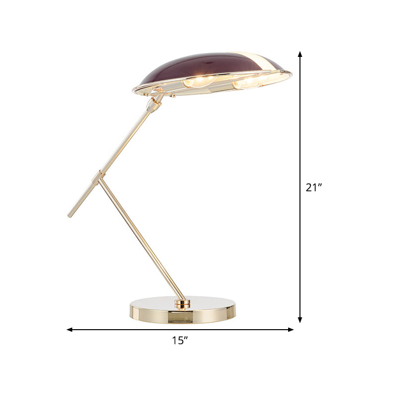 Contemporary 2 Heads Nightstand Lamp Purple Flat Reading Book Light with Metal Shade