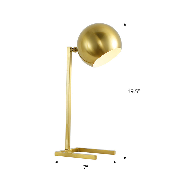 Spherical Task Lighting Modernist Metal 1 Bulb Reading Book Light in Gold for Study