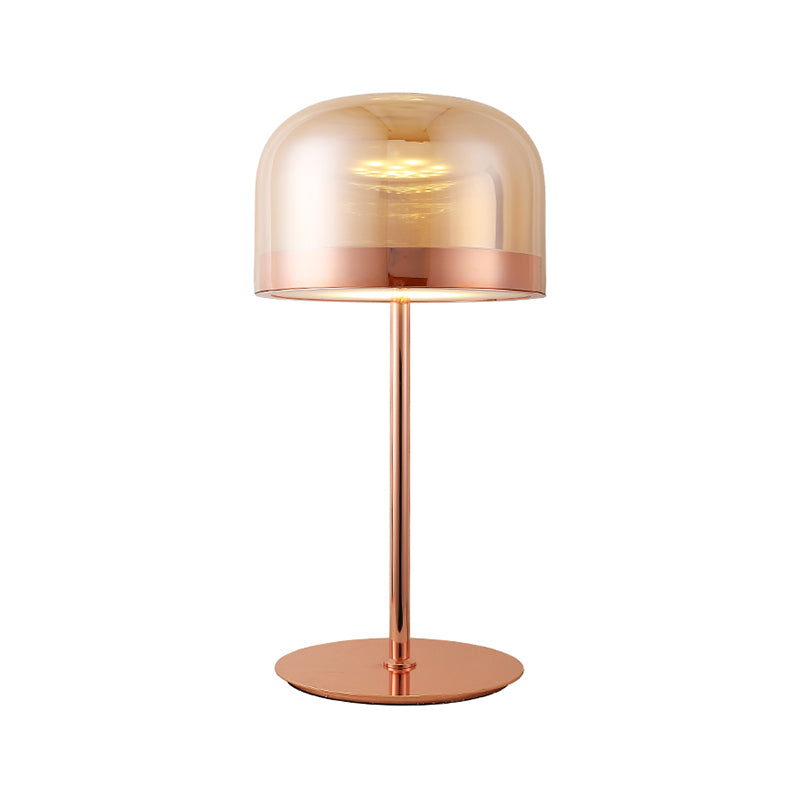 Contemporary 1 Bulb Task Lighting Rose Gold Cylinder Small Desk Lamp with Clear Glass Shade