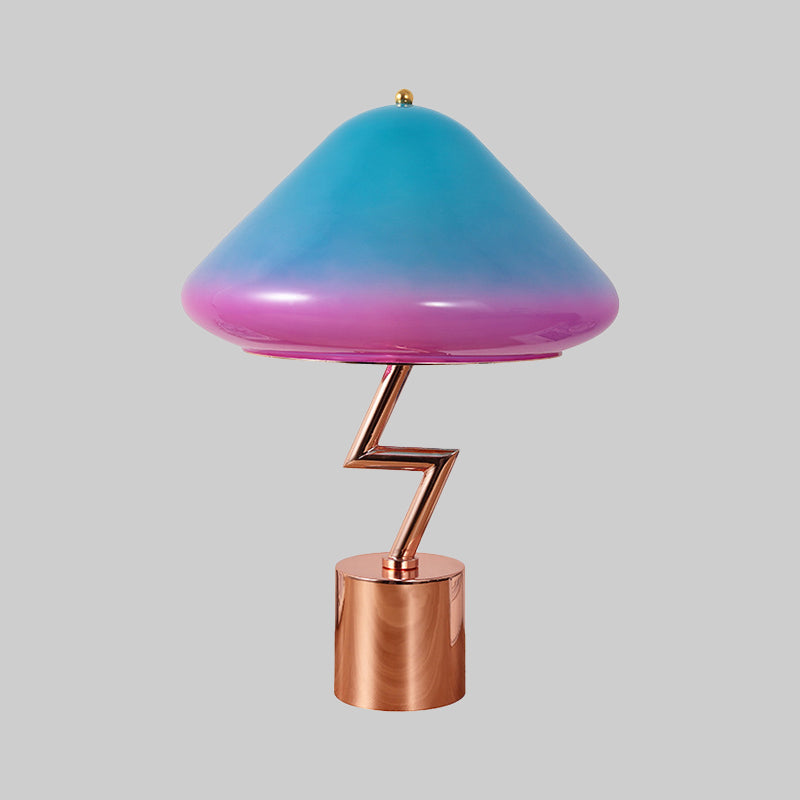 Modernist Mushroom Task Lamp Pink and Blue Glass 1 Bulb Living Room Reading Book Light