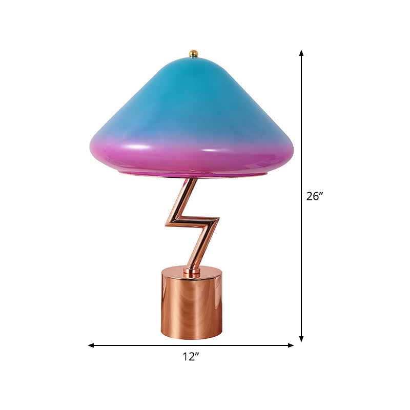 Modernist Mushroom Task Lamp Pink and Blue Glass 1 Bulb Living Room Reading Book Light