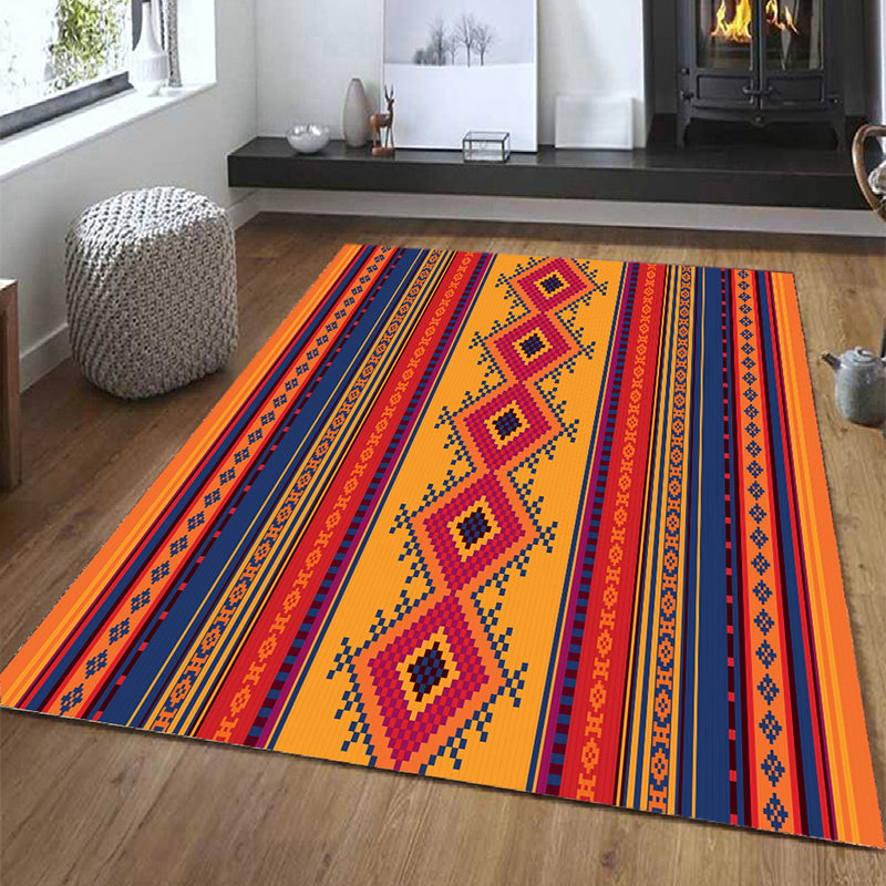 Traditional Tribal Symbols Carpet Polyester Indoor Rug Washable Area Carpet for Living Room