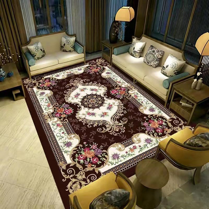 Victoria Floral Design Rug Polyester Area Carpet Non-Slip Backing Indoor Rug for Home Decoration