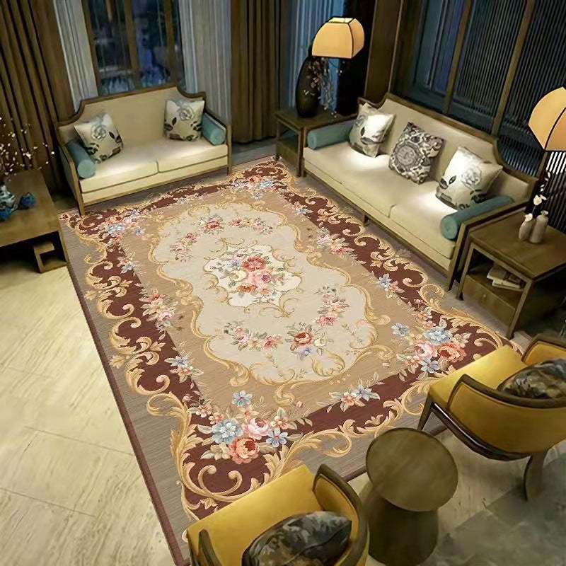 Victoria Floral Design Rug Polyester Area Carpet Non-Slip Backing Indoor Rug for Home Decoration