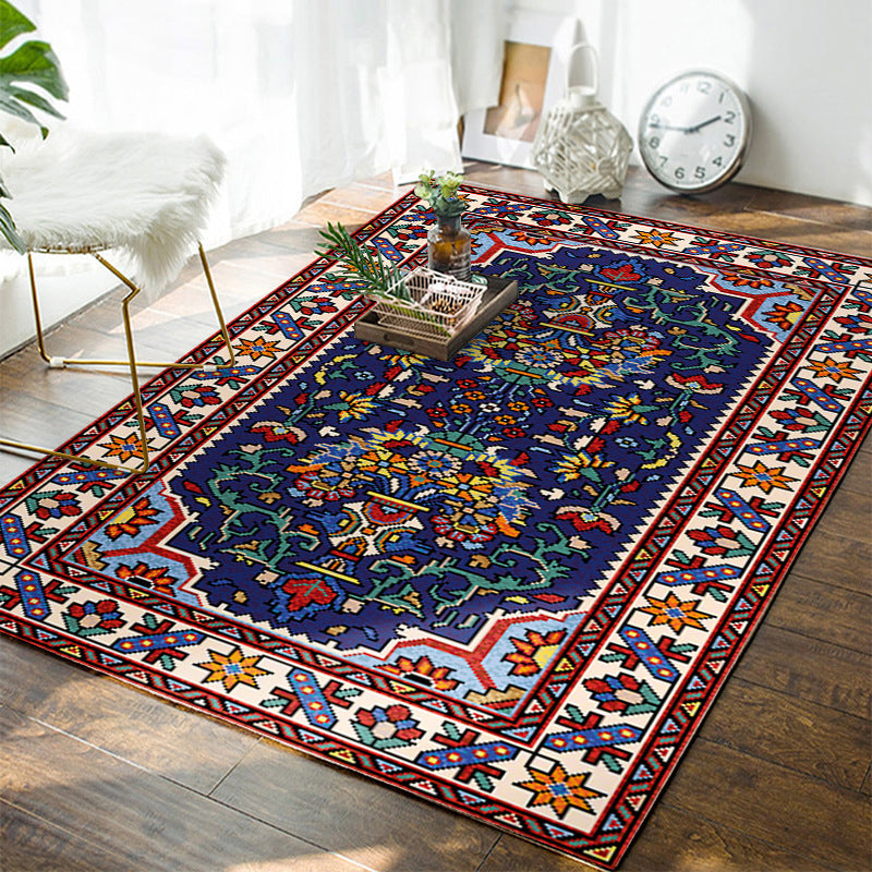 Moroccan Polyester Rug Multicolor Tribal Print Carpet Stain Resistant Indoor Rug for Home Decoration