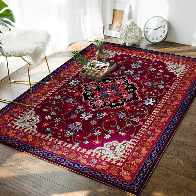 Moroccan Polyester Rug Multicolor Tribal Print Carpet Stain Resistant Indoor Rug for Home Decoration