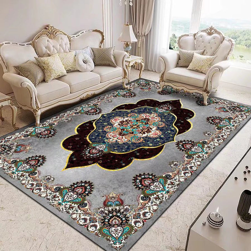 Traditonal brun tapis polyester motif graphic zone tapis tacon résistant aux taches pour décoration intérieure