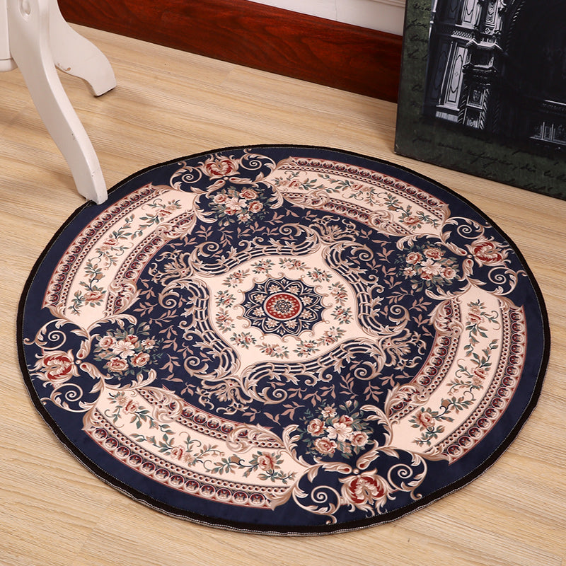 Tapis de tapis bleu vintage Rapis de pymat de polyester.