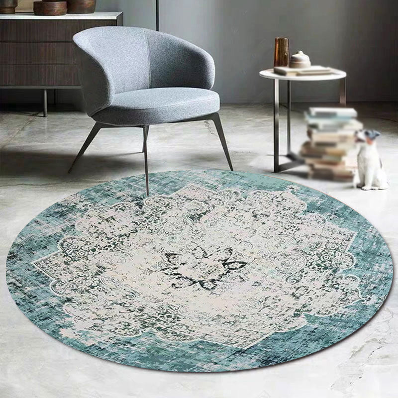 Tapis rond vintage tapis traditionnel de tapis antidérapant en polyester facile à soins faciles pour la décoration intérieure