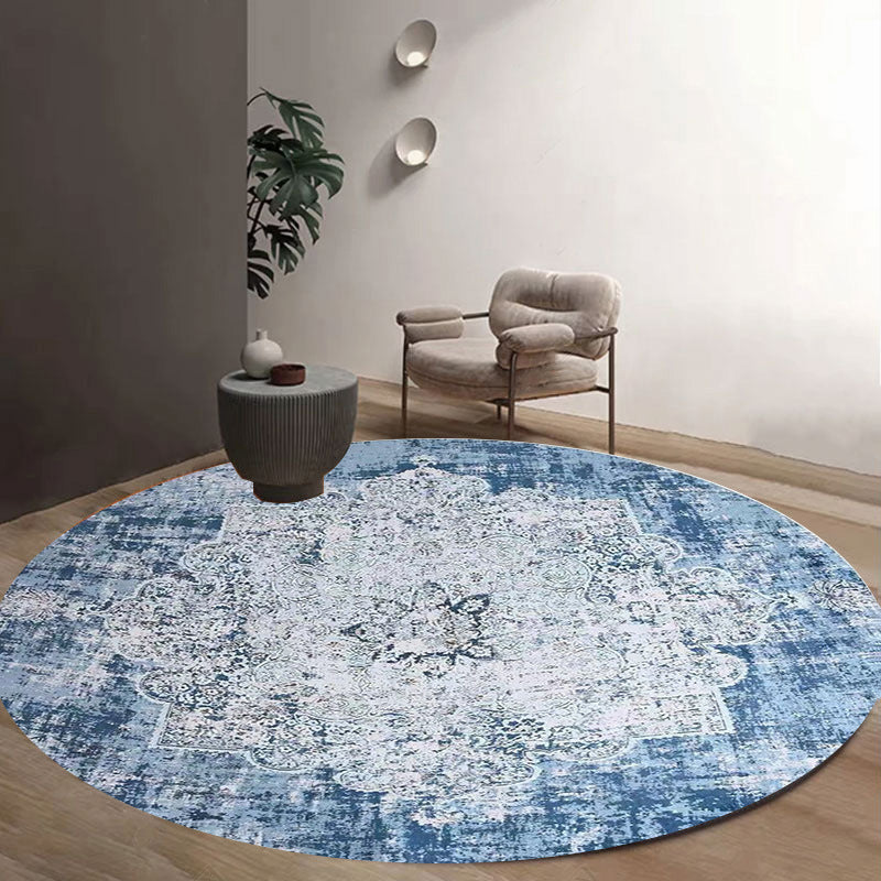 Tapis rond vintage tapis traditionnel de tapis antidérapant en polyester facile à soins faciles pour la décoration intérieure