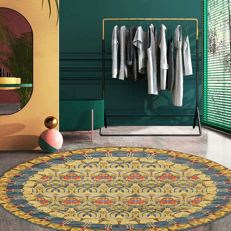 Tapis rond antique rétro à imprimé floral tapis intérieur Polyester tapis de support sans glissement pour salon