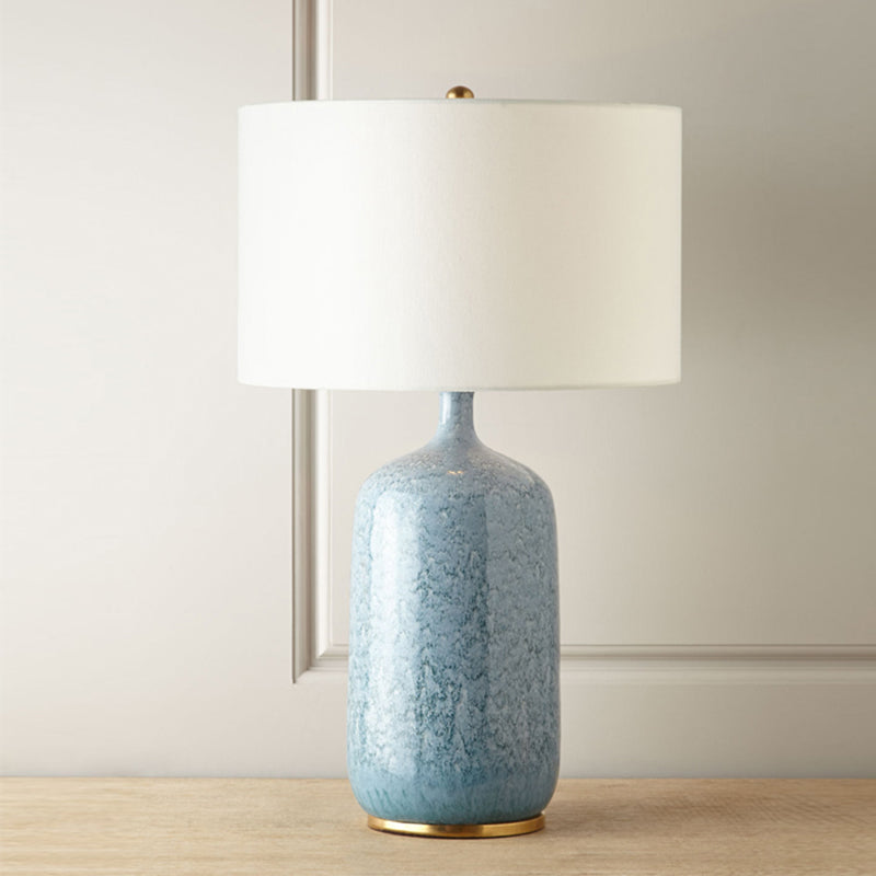 Contemporary 1 Bulb Task Lighting Blue Cylinder Reading Book Light with Fabric Shade