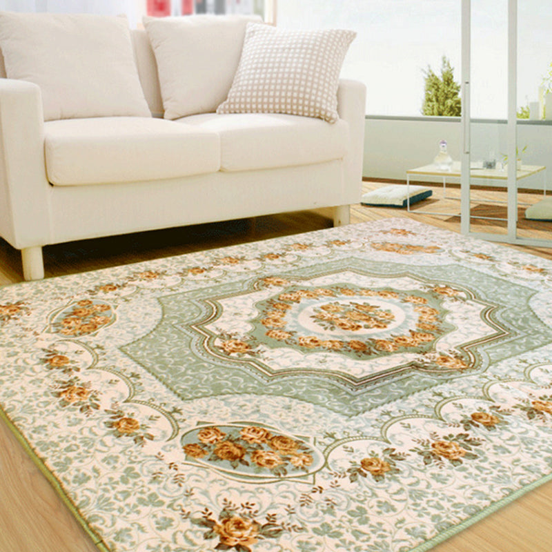 Tapis de style européen Tapis de polyester beige Rapis floral motif floral tapis antidérapant pour décoration intérieure