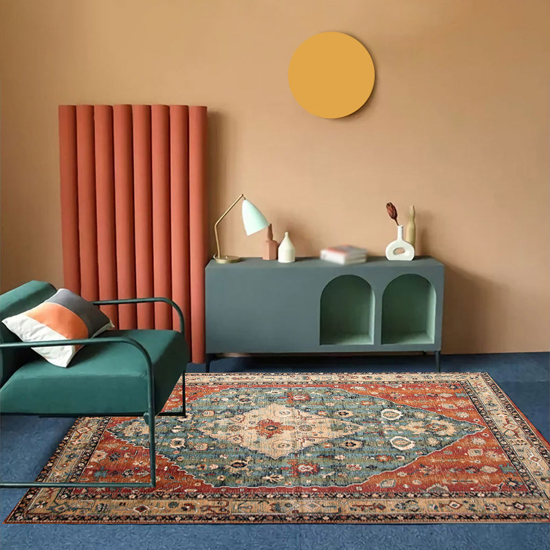 Moroccan Southwestern Print Rug Polyester Indoor Carpet Non-Slip Backing Area Rug for Living Room