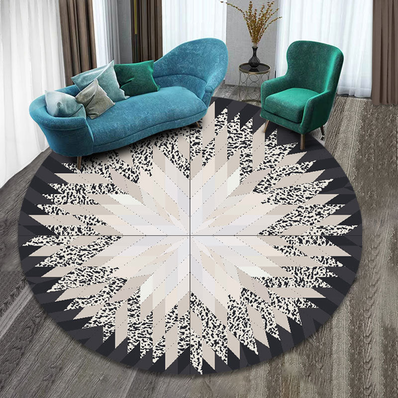 Persian Tribal Print Carpet Polyester Round Indoor Rug Non-Slip Backing Area Rug for Home Decoration