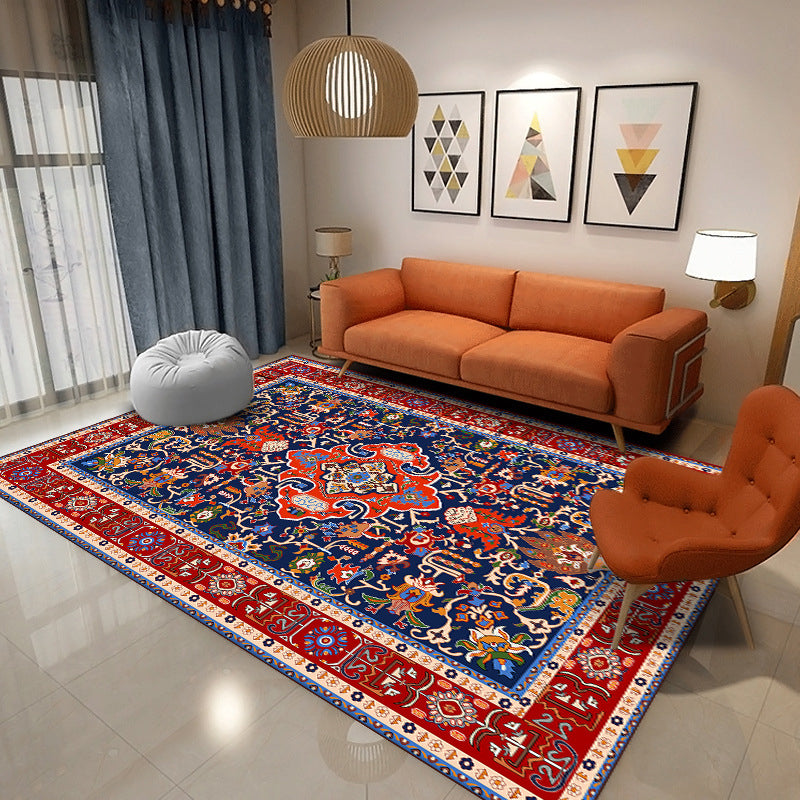 Moroccan Area Rug Tribal Print Polyester Carpet Stain Resistant Indoor Rug for Home Decoration