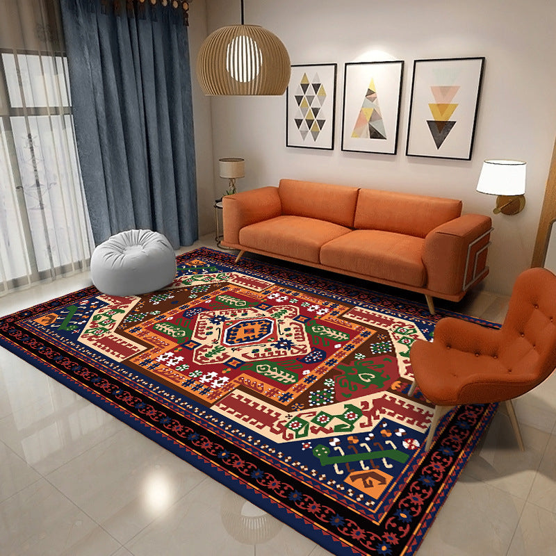 Moroccan Area Rug Tribal Print Polyester Carpet Stain Resistant Indoor Rug for Home Decoration